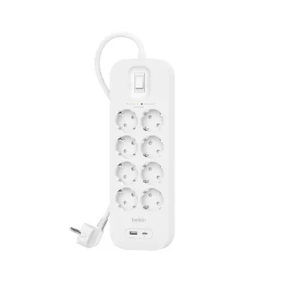 Produktbild von Belkin Steckdosenl./Überspannung 8-fach, USB-A+C, 900J.SRB003VF2M