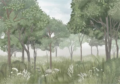 Produktbild von Vlies Fototapete Kinderzimmer Wald (416x254 cm - inkl. kleister) Tapete Kindertapete Babyzimmer Modern Fototapeten Wandtapete Motivtapeten XXL Vliestapete UV-Beständig Montagefertig