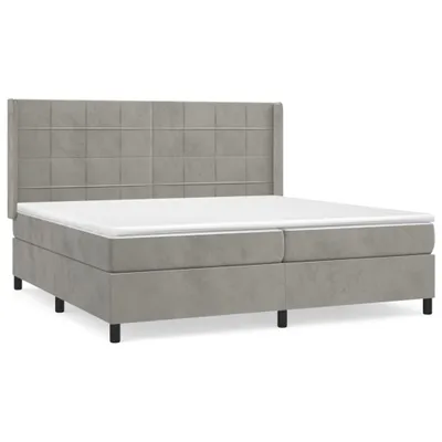 Image de vidaXL Lit boxspring avec matelas gris clair 200x200 cm velours