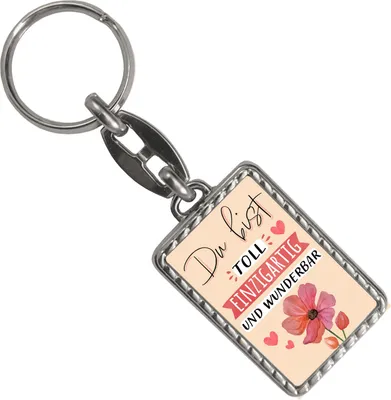 Produktbild von Blume Schlüsselanhänger mit Bordüre mit Spruch Du bist toll einzigartig und