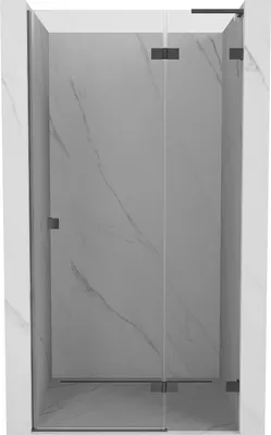 Image de Mexen Lunar L Porte de douche battante droite 100 cm, transparente, Gun Metal - 834L-100-000-95-00-P