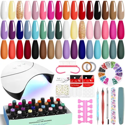 Produktbild von Gelnagellack Set Nagelgel UV-Lampe - 24 Farben - 36 W - Unterlack und Überlack