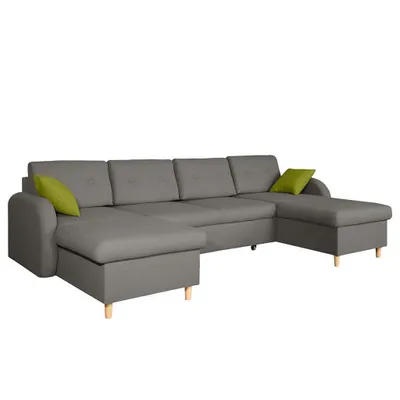 Produktbild von Design Ecksofa U-form Bettfunktion Couch Leder Textil Sofas Schlafsofa Stoff Neu