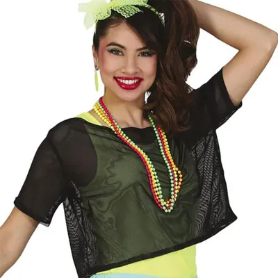 Produktbild von Neonschwarze Netz-Disco-Bluse 80er