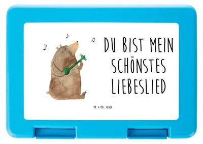 Produktbild von Mr. & Mrs. Panda Bento Box Bär Lied - Weiß - Geschenk, Valentinstag, Bentobox, Freundin, Brot Aufbewahrungsbox, Teddy, Liebe, Frau, Lunchbox, Brotzeitbox, Snackbox, Herz