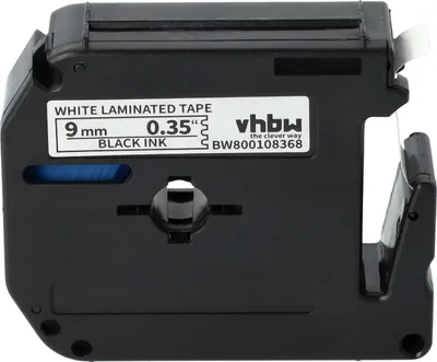 Produktbild von vhbw Schriftband-Kassette kompatibel mit Brother P-Touch 70HK, 70BM, 70SP, 70BMH, 70HOL, 70BBVP, 70HOT Etiketten-Drucker 8m x 9mm Schwarz auf Weiß