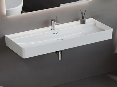 Produktbild von Aqua Bagno Venus Keramik Waschtisch Waschbecken 120cm Hahnlochbohrung
