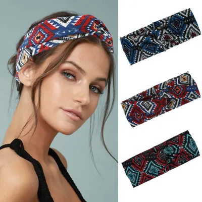 Produktbild von Stirnbänder für Yoga, dehnbares Schweißband, Sport, elastische Haarbänder, geknotet, breit, schwarz, für Damen und Mädchen (3 Stück), 3