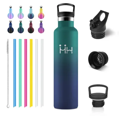 Produktbild von Thermosflasche 1L, Trinkflasche mit Strohhalm, BPA-Frei, Kohlensäure Geeignet, I