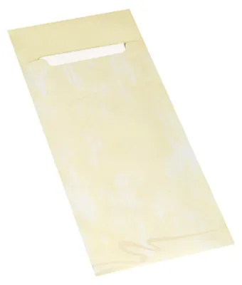 Immagine prodotto di 520 sacchetti per posate 20 cm x 8,5 cm crema con tovagliolo bianco 33 x 33 cm a 2 strati.