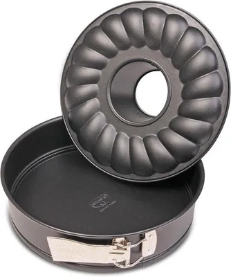 Image de Moule à charnière à fond plat et à fond tubulaire - Pâtisserie - 1 pièce - noir - acier - Ø 24 cm