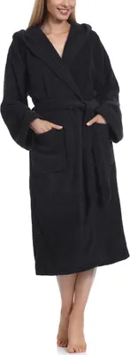 Produktbild von Ladeheid Damen Frottee Bademantel aus 100% Baumwolle LA40-193 (Schwarz-30 (Gramatur 400), XL)