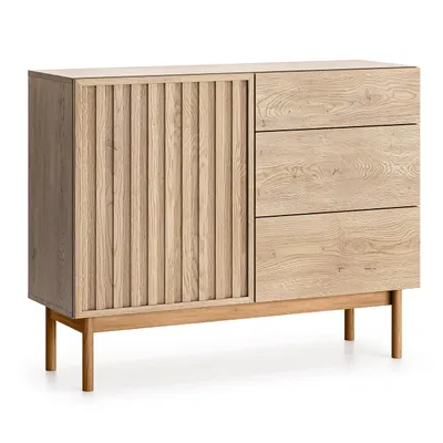 Produktbild von AX LIVING Kommode mit Schubladen Santarco K1T3S 106cm, Eiche Cremona