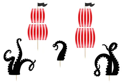 Produktbild von PartyDeco KPT41, Cupcake, Schwarz, Rot, Weiß, Kinder & Erwachsener, Unisex, Universal, Piraten