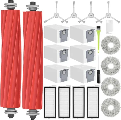 Produktbild von Qrevo S Zubehör für Roborock Qrevo S/Qrevo Pro/Qrevo MaxV/Qrevo Plus Ersatzteile für Qrevo S zubehörset mit 2 Hauptbürsten, 6 Staubbeutel, 4 Hepa Filter, 4 Wischpads, 4 Weiß Seitenbürsten