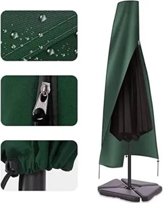 Image de Housse pour parasol sur pied - Housse de protection avec mât - Matériau robuste pour une résistance durable aux intempéries