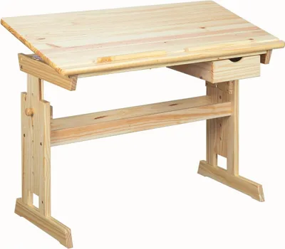 Produktbild von FURNARO Kinderschreibtisch Arbeitstisch Seline Natur Massivholz 109 x 55 x 63,6-96 cm