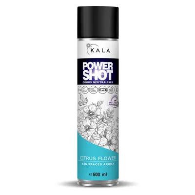 Produktbild von KALA - Geruchsneutralisierer für Räume POWER SHOT, Geruchsentferner für Große Flächen ca. 200 m3, Lufterfrischer mit Aktiver Neutralisator für alle Räume - Duft Citrus Flower, 600 ml