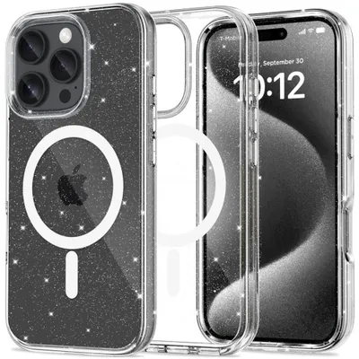 Zdjęcie produktu dla Etui do iPhone 16 Pro Max Flexair Hybrid MagSafe na telefon Glitter