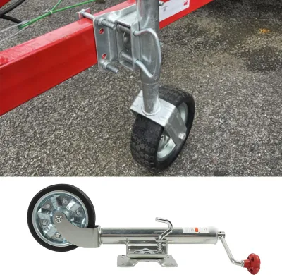 Produktbild von 1500 lbs verstellbarer Anhängerheber mit 8-Zoll-Raddrehgriff, schwenkbarer Zunge für Yachten, Anhänger, Wohnmobile, gummibeschichtetes Eisen