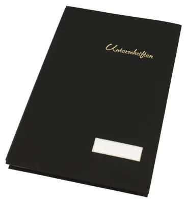 Produktbild von Unterschriftsmappe 1493 DIN A4 20 Fächer Leinen schwarz Packung mit 10 Stück