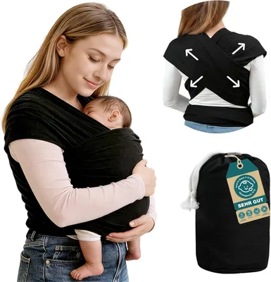Zdjęcie produktu dla Chusta do noszenia dzieci od urodzenia do 15 kg - elastyczna, ergonomiczna - wykonana z lekkiej, przewiewnej bawełny