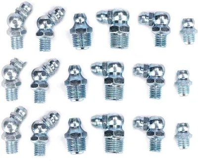 80-teiliges Sortiment an Kits für Schmiernippel, 45° 90° 180° 1/8in 1/4in, hydraulische Zerk-Fitting für Schläuche und