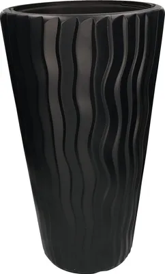 Produktbild von KOTARBAU® Blumentopf 30 x 52cm Anthrazit Slim Hoch 3D Welleneffekt mit Innentopf