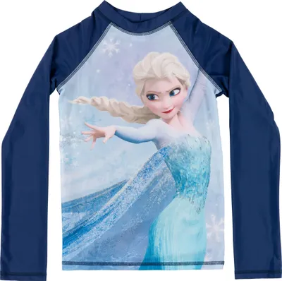 Produktbild von Disney Die Eiskönigin Schwimmshirt UV-Schutz 30 für Mädchen - Elsa Frozen Kinder Langarm Badeshirt Shirt Badebekleidung Rashguard Blau 98-104