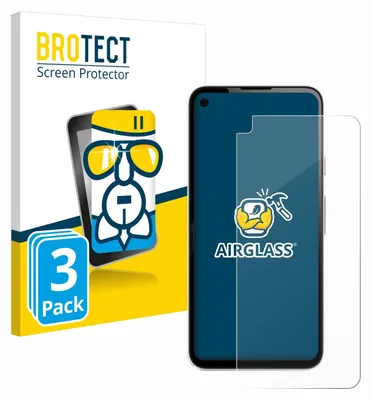 A product shot of a screen protector packaging and a smartphone with a screen protector applied.