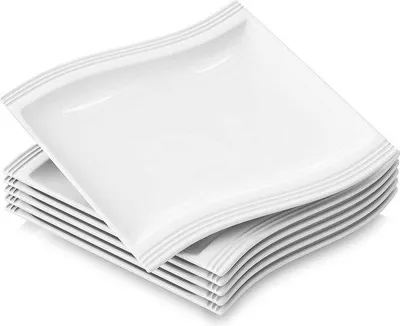 Immagine prodotto di Set di piatti da tavola in porcellana, bianco crema, 26 cm