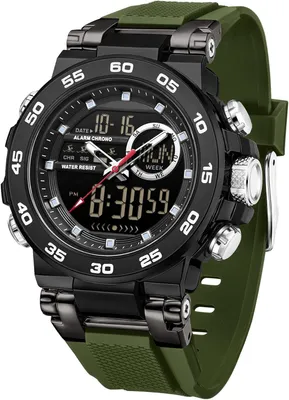 Produktbild von Herren Militär Sportuhr Analog Digital 5ATM Wasserdicht mit LED Leuchtdisplay, Stoßfest, Tactical Armbanduhr für Outdoor