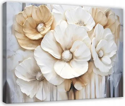 Produktbild von Leinwand Bilder 100x70 cm - Blumen Abstrakt, moderne Wanddeko für Wohnzimmer