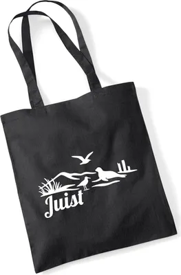 Produktbild von Huuraa Jutebeutel Juist Strandmotiv 10 Liter Black Baumwolle Tasche Geschenkidee