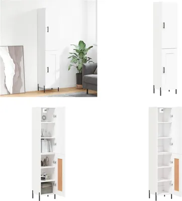 Produktbild von vidaXL Highboard Weiß 34,5x34x180 cm Holzwerkstoff - Highboard - Highboards - Sideboard - Schrank
