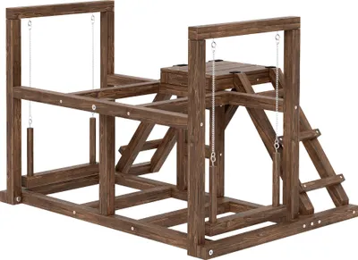 Produktbild von Hühnergestell, Sitzstangen, Rampen, Schaukeln, für 2-3 Hühner, Holz, Braun