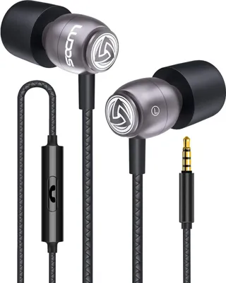 Produktbild von Ludos Clamor In-Ear Headphones with Cable and Microphone, 5 Year Warranty, Bass, Premium Audio Quality, Memory Foam, Reinforced Cable, Volume Control
