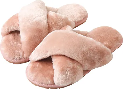 Produktbild von Hausschuhe Damen Plüsch Winter Flauschig Pantoffeln Warm Bequeme Slippers Offener Zeh Haus Kuschelig, 50% EVA, grau, 38-39