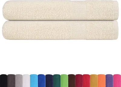 Image de vidaXL Serviettes FROGN, lot de 2, couleur crème, 100 x 200 cm, 360 g/m²