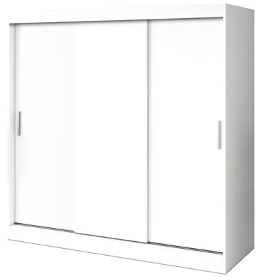 Zdjęcie produktu dla Szafa przesuwna 200x200cm - Biały Mat - Szafa przesuwna GOLD - z 4 półkami i 4 drążkami