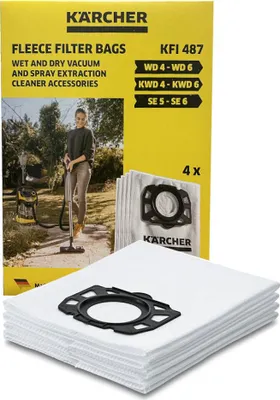 Produktbild von 4 Original Kärcher 2.863-006 Staubsaugerbeutel für Kärcher WD4 WD5 WD6 MV4 MV5 Premium MV6 Premium WD5 Premium WD6  Premium WD4000 - WD5999 KFI487