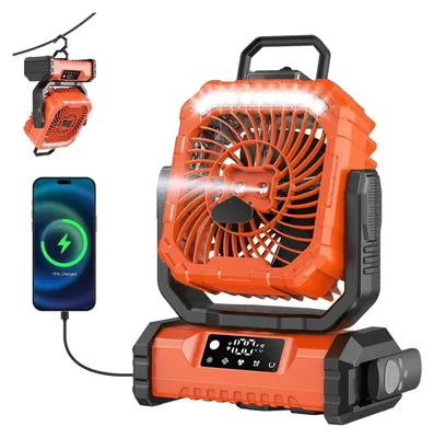 Obrázok produktu pre Prenosný campingový ventilátor 20.000 mAh s rozprašovačom a LED svetlom