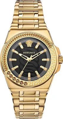 Produktbild von Versace VEHD00520 Chain Reaction schwarz gold Edelstahl Armband Uhr Damen NEW