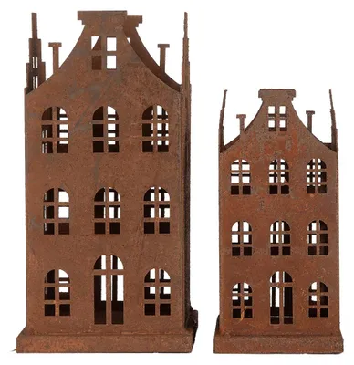 Immagine prodotto di Clayre & Eef Set di 2 figure decorative Casa 14x14x27 / 11x11x23 cm Metallo marrone