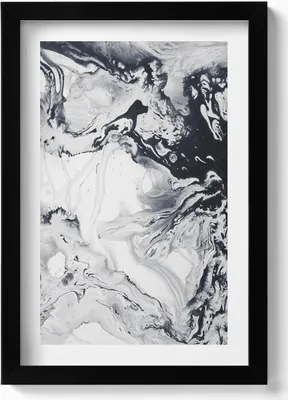 Produktbild von Tuscheabstraktion - Marmortusche– Wandbild mit Rahmen – Gerahmtes Bild  – Wanddekoration – 20x30 cm – Schwarz