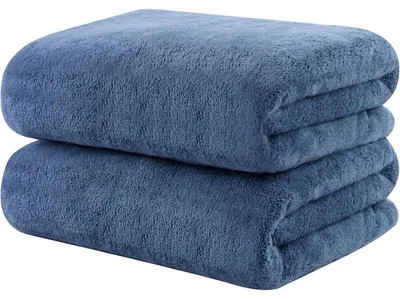 Productafbeelding van Microvezel handdoeken, 2 stuks, 50x100 cm, blauw. Zacht en absorberend