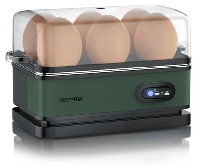 Produktbild von Arendo Eierkocher SIXCOOK für 1 bis 6 Eier, Egg Cooker 400 W, 3 Härtegrade, Warmhaltefunktion, Kippschalter mit Kontrollleuchte, Signalton, Überhitzungsschutz, Edelstahl, grün