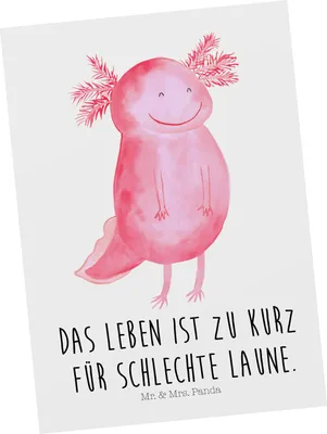 Produktbild von Mr. & Mrs. Panda Postkarte Axolotl Glücklich - Weiß - Geschenk, Lebensfroh, Grußkarte, gut Gelaunt, einzelkarte, Ansichtskarte, Motivation, Lurch, Motivationsspruch