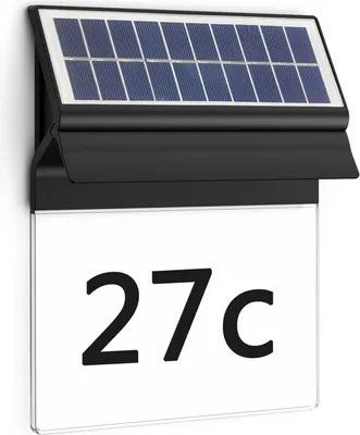 Immagine prodotto di Lampada da parete solare a LED per l'illuminazione del numero civico ENKARA 0,2W 2700K 17lm IP44 nero Philips