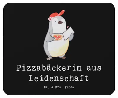 Produktbild von Mr. & Mrs. Panda Mauspad Pizzabäckerin Leidenschaft - Schwarz - Geschenk, Lustig, mausteppich, Pizzabringdienst, Mouse Pad, pc mousepad, Witzig, Spruch